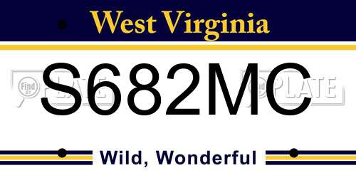 S682MC West Virginia License Plate