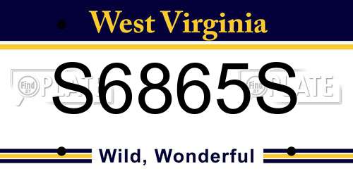 S6865S West Virginia License Plate