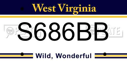 S686BB West Virginia License Plate