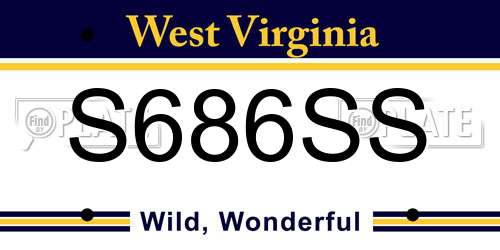 S686SS West Virginia License Plate