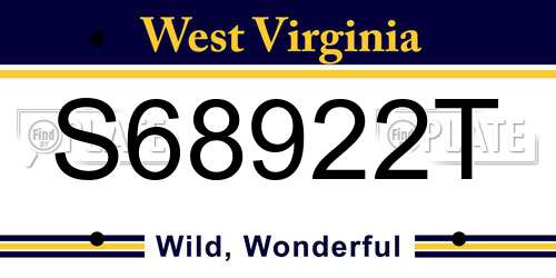 S68922T West Virginia License Plate
