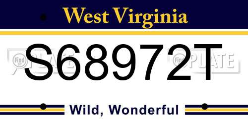 S68972T West Virginia License Plate
