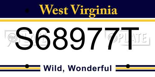 S68977T West Virginia License Plate