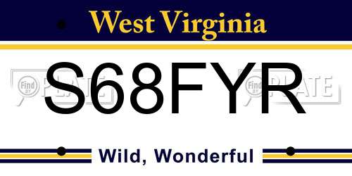 S68FYR West Virginia License Plate