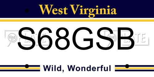 S68GSB West Virginia License Plate