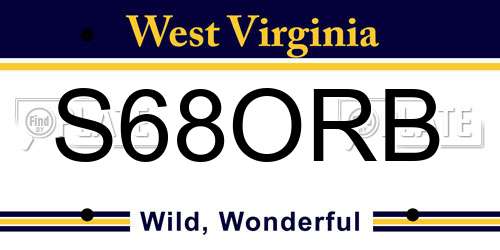 S68ORB West Virginia License Plate