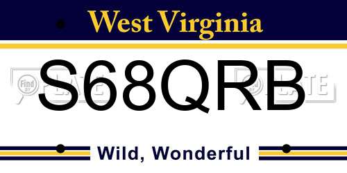 S68QRB West Virginia License Plate