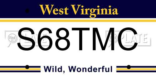 S68TMC West Virginia License Plate