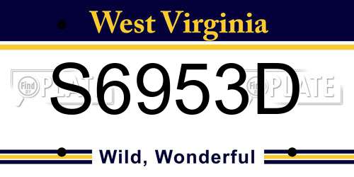 S6953D West Virginia License Plate