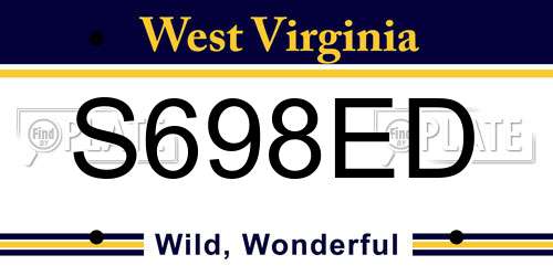 S698ED West Virginia License Plate