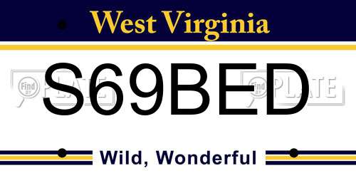 S69BED West Virginia License Plate