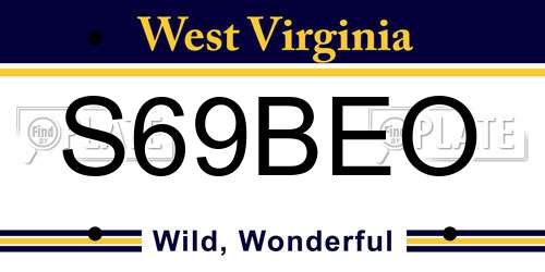 S69BEO West Virginia License Plate