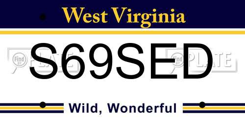 S69SED West Virginia License Plate