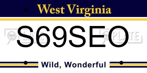 S69SEO West Virginia License Plate