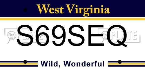 S69SEQ West Virginia License Plate