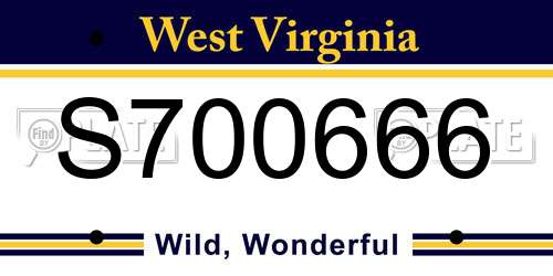 S700666 West Virginia License Plate