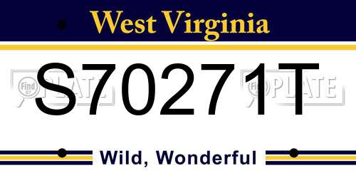 S70271T West Virginia License Plate