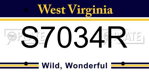 S7034R West Virginia License Plate