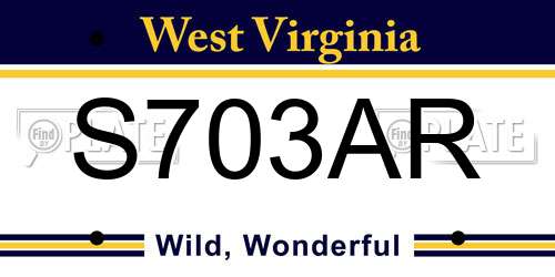 S703AR West Virginia License Plate