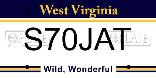 S70JAT West Virginia License Plate