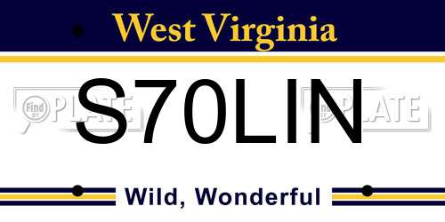 S70LIN West Virginia License Plate