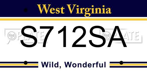S712SA West Virginia License Plate