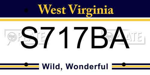 S717BA West Virginia License Plate