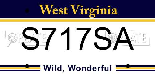 S717SA West Virginia License Plate