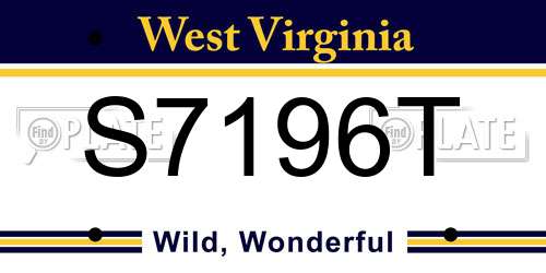 S7196T West Virginia License Plate