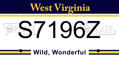 S7196Z West Virginia License Plate