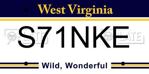 S71NKE West Virginia License Plate
