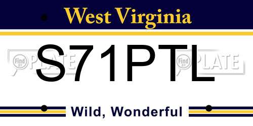 S71PTL West Virginia License Plate