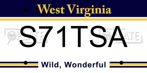 S71TSA West Virginia License Plate