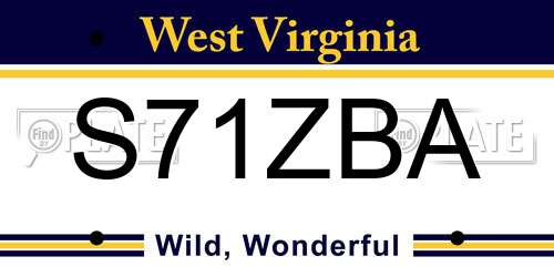 S71ZBA West Virginia License Plate