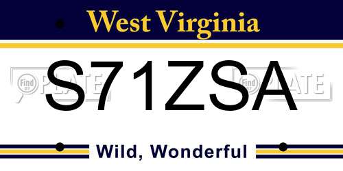 S71ZSA West Virginia License Plate