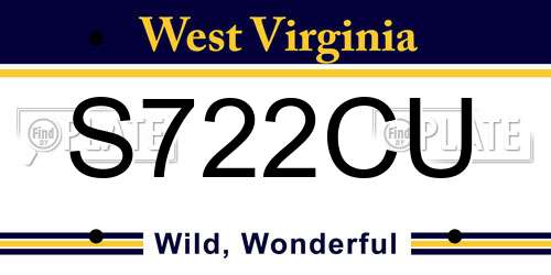 S722CU West Virginia License Plate