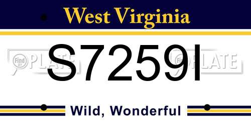 S7259I West Virginia License Plate