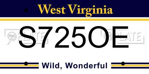 S725OE West Virginia License Plate