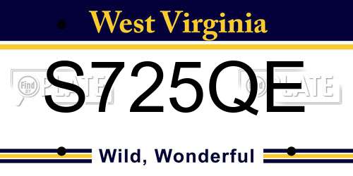 S725QE West Virginia License Plate