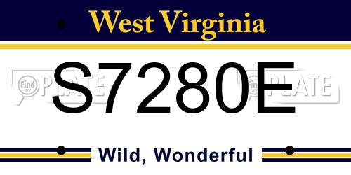 S7280E West Virginia License Plate