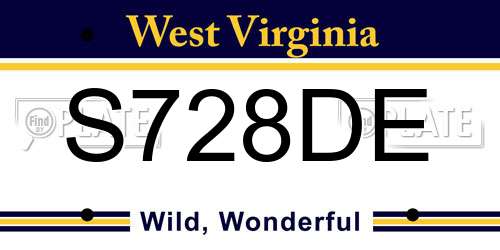 S728DE West Virginia License Plate