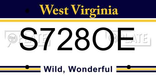 S728OE West Virginia License Plate