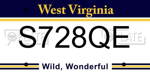S728QE West Virginia License Plate