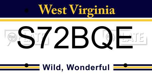 S72BQE West Virginia License Plate