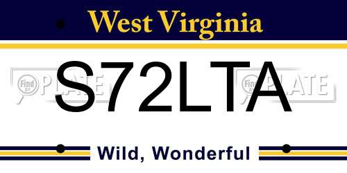 S72LTA West Virginia License Plate