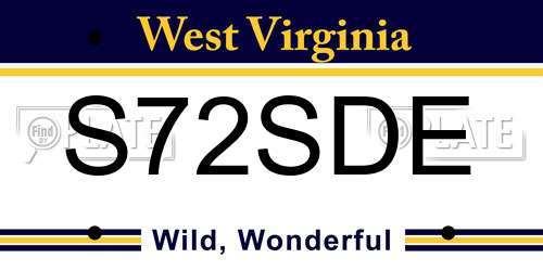 S72SDE West Virginia License Plate
