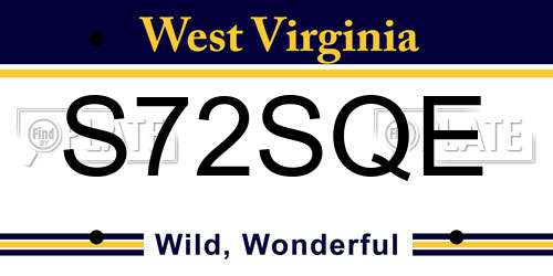 S72SQE West Virginia License Plate