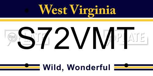 S72VMT West Virginia License Plate