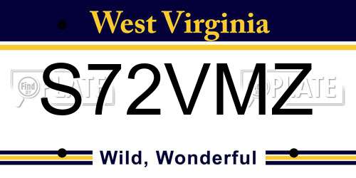 S72VMZ West Virginia License Plate