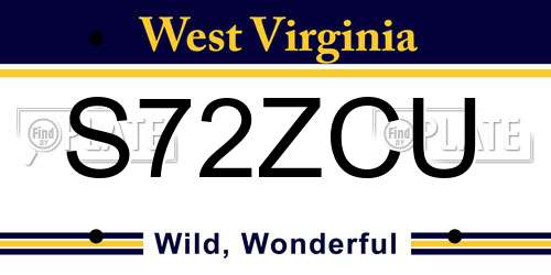 S72ZCU West Virginia License Plate